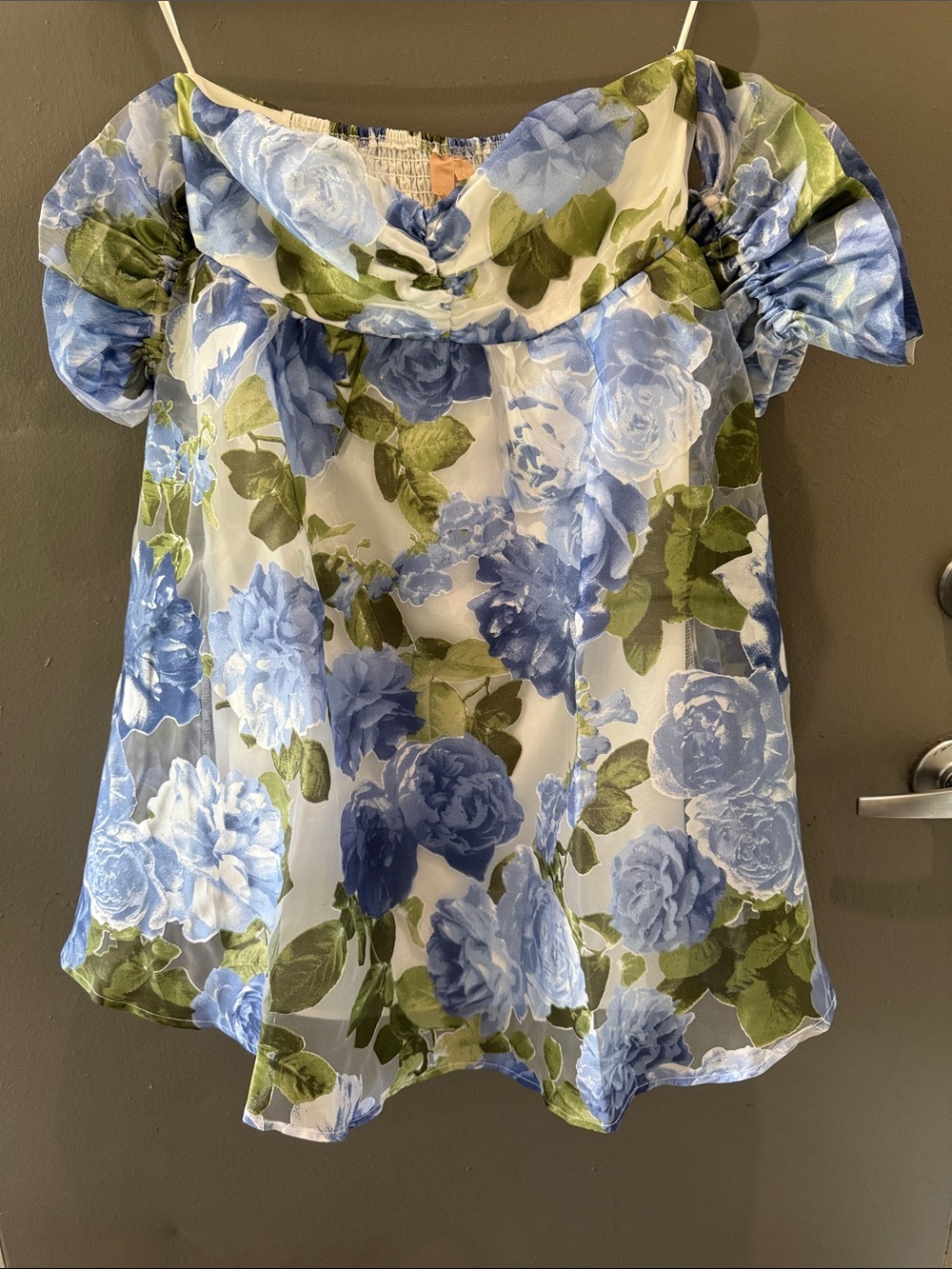 Blue Floral Off-Shoulder Top